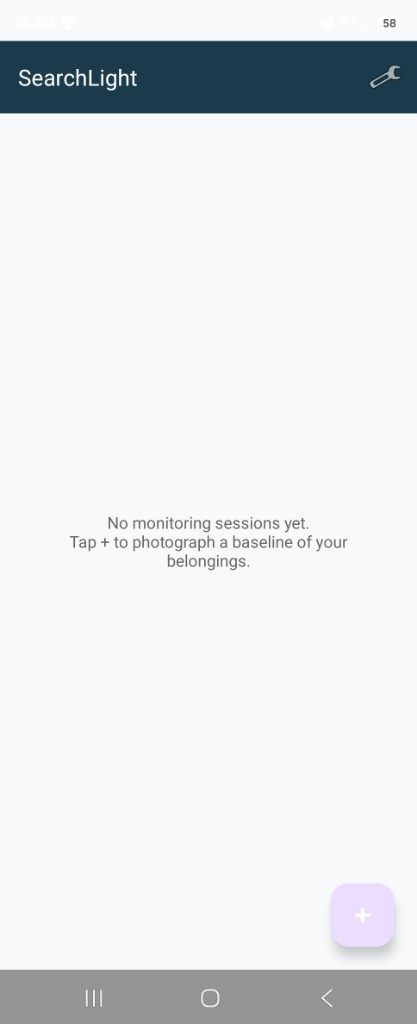 Empty SearchLightPro session list