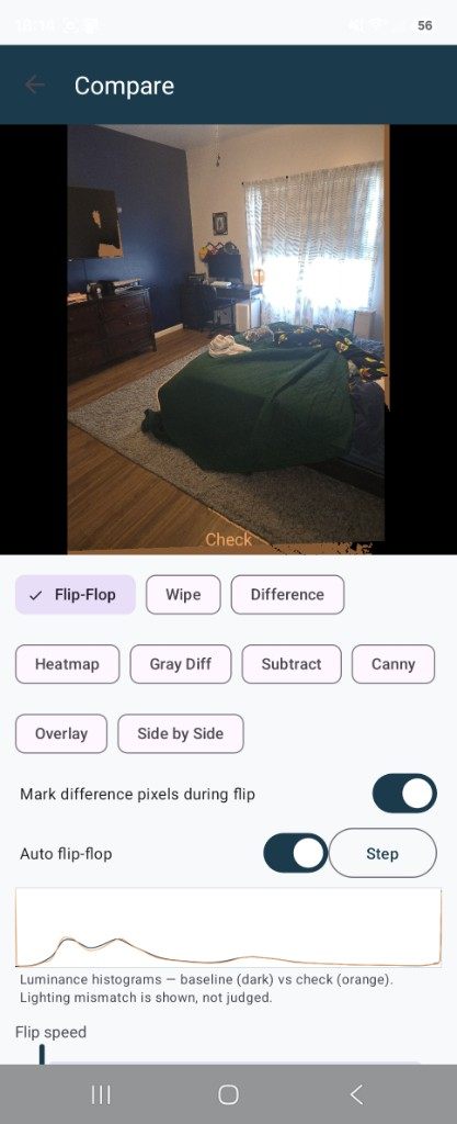 Compare screen in Flip-Flop mode